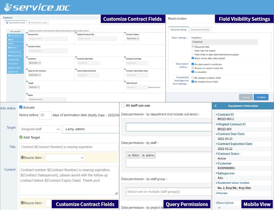 Contract Management Settings Screen