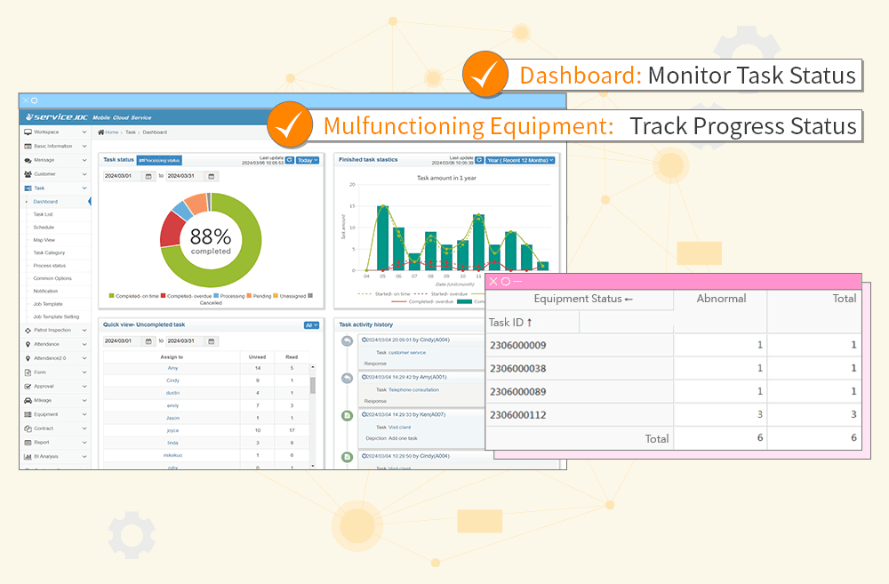 ServiceJDC Task Dashboard – Real-Time Inspection Monitoring