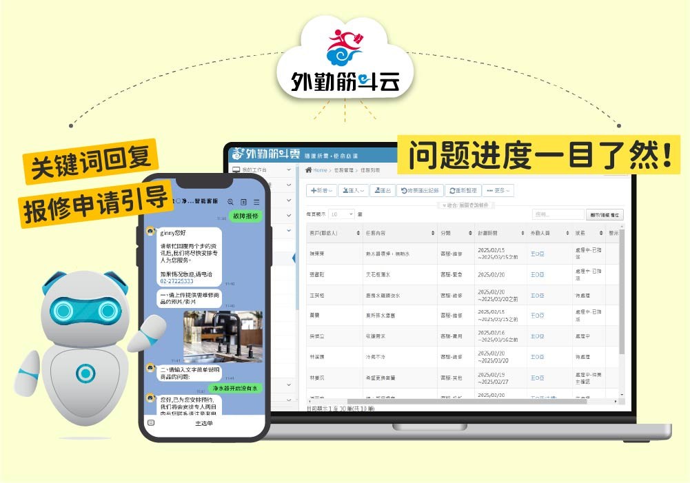 外勤筋斗云 包租代管业 智能客服一线最佳帮手 维修数字作业一目了然
