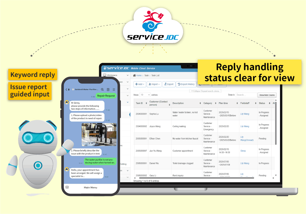 ServiceJDC - Rental Property Management – Smart Customer Service, Your Best Frontline Assistant. Clear and Streamlined Digital Repair Operations at a Glance.