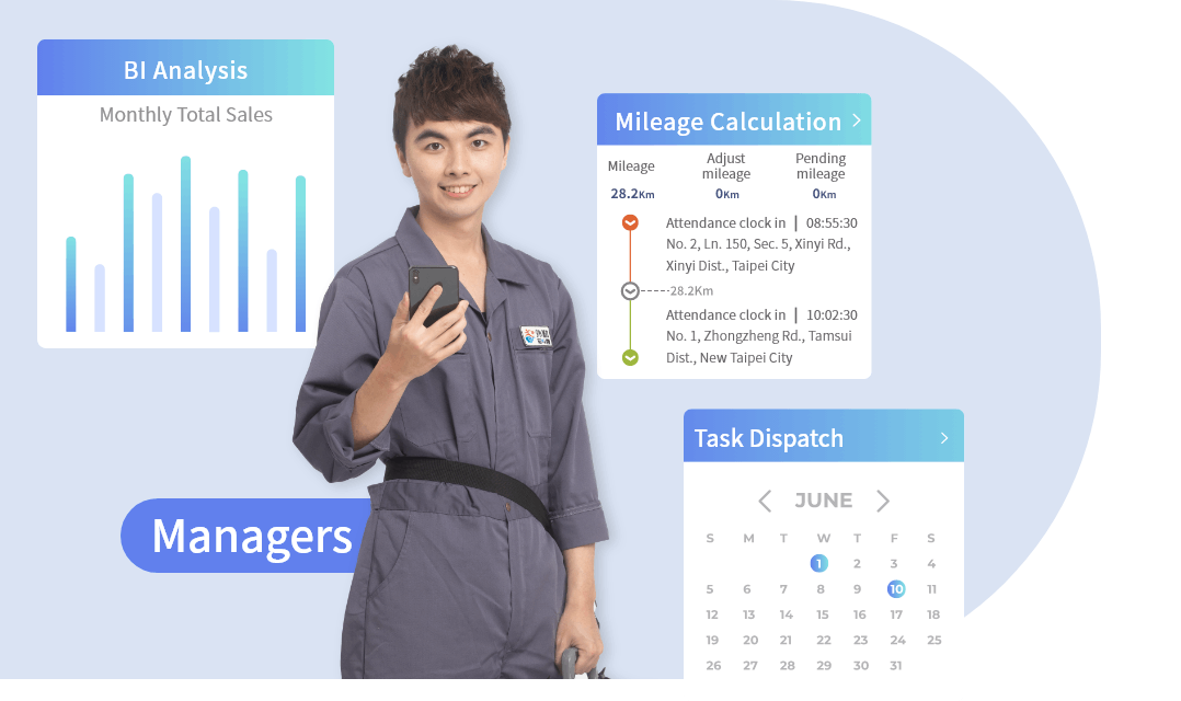 ServiceJDC - Maintenance management system, task dispatching, mileage and fuel expense calculation, business intelligence (BI) analytics.
